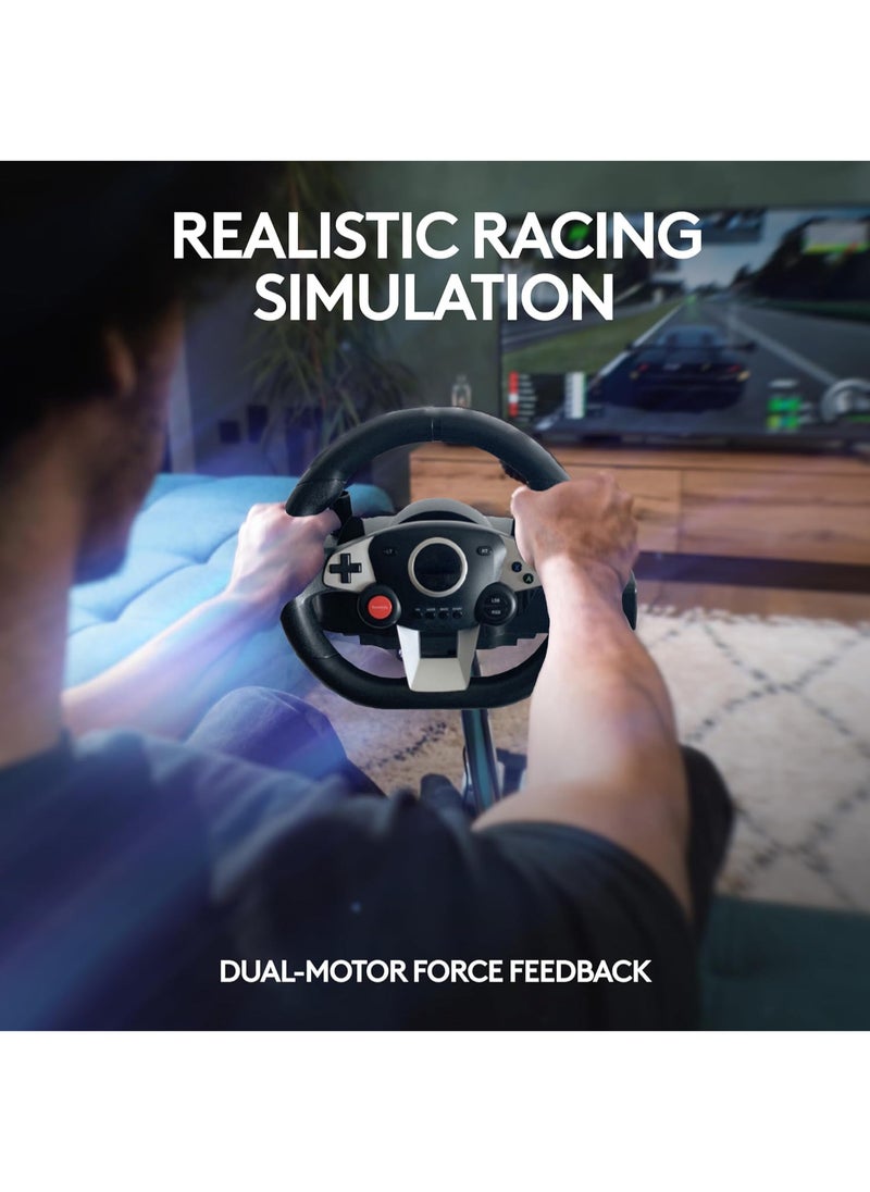 Jourvent - Gaming Racing Wheel - 270° Rotation with Pedals, Paddle Shifters, and Gear Shifter, Vibration Feedback - Image 1