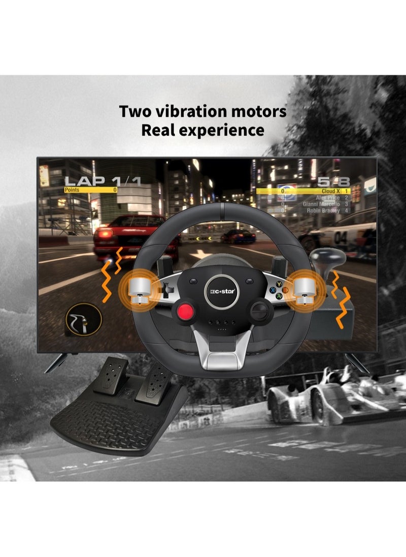 Jourvent - Gaming Racing Wheel - 270° Rotation with Pedals, Paddle Shifters, and Gear Shifter, Vibration Feedback - Image 1