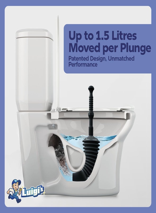 Luigi's World's Best Plunger - Unclogger Tools for Unblocking Toilet - Heavy Duty Plungers for Bathroom - Unique Unblocker Design - Remover Tool to Unblock Toilet Blockage - Black - Image 3