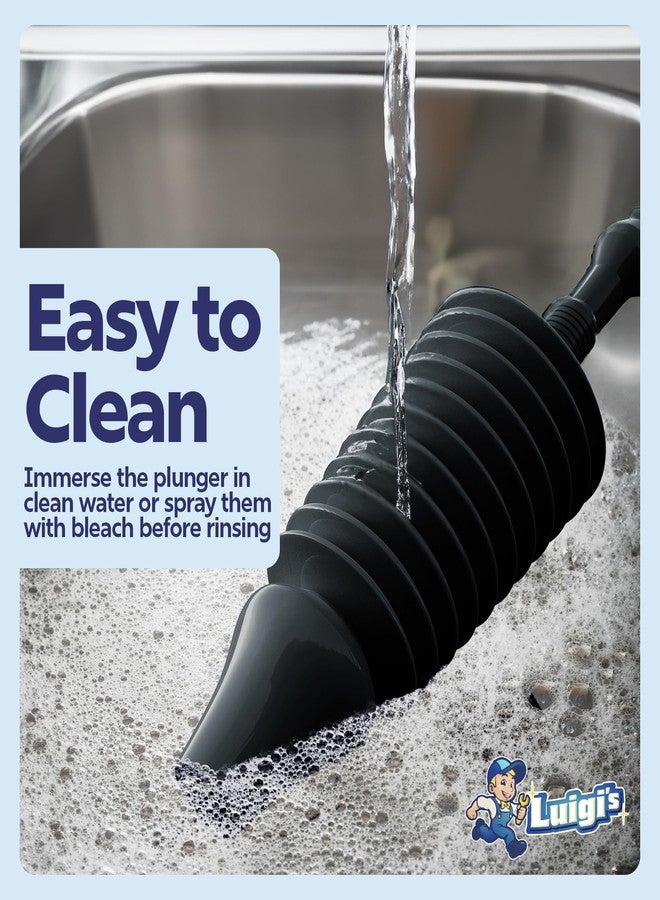 Luigi's World's Best Plunger - Unclogger Tools for Unblocking Toilet - Heavy Duty Plungers for Bathroom - Unique Unblocker Design - Remover Tool to Unblock Toilet Blockage - Black - Image 5
