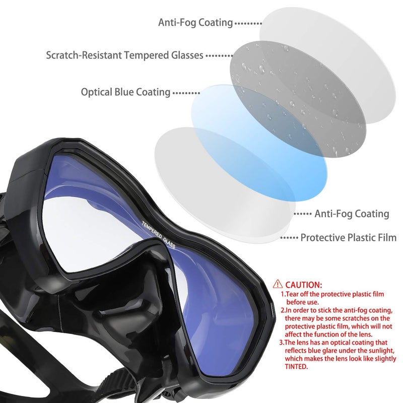 LUXPARD Snorkel Set, Anti-Fog Panoramic View Snorkel Mask and Anti-Leak Dry Snorkel Tube, Snorkeling Gear for Adults, Snorkel Kit Bag Included (Black) - Image 2