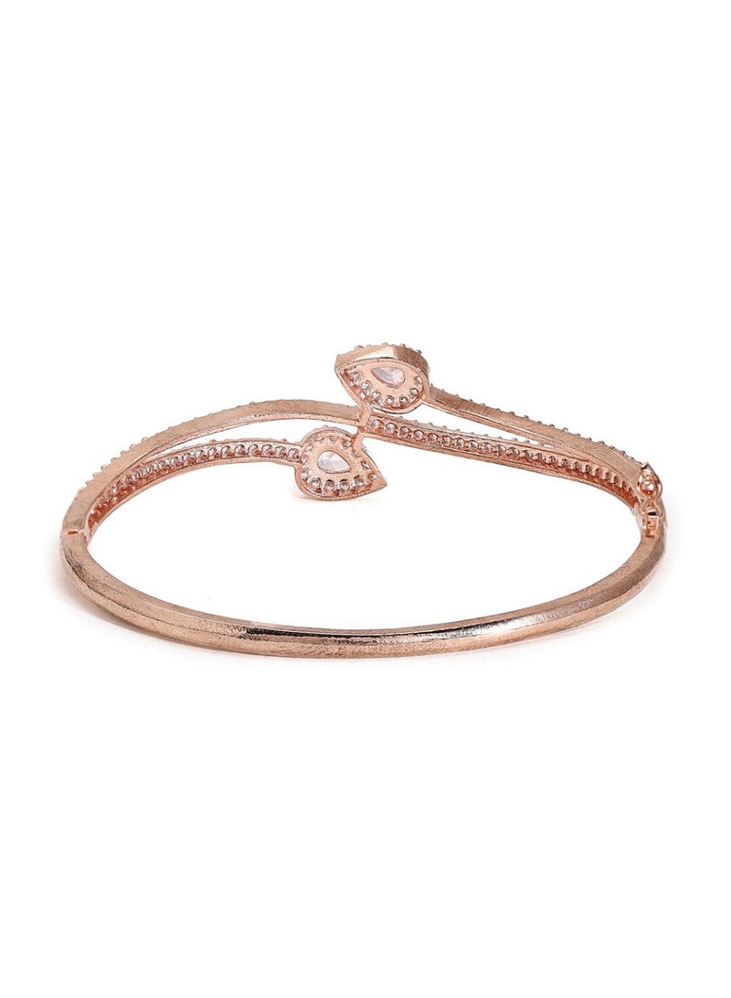 Priyaasi Women Brass Rose American Diamond Bangle-Style Bracelet  - Image 3