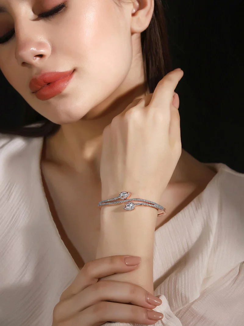 Priyaasi Women Brass Rose Bangle-Style Bracelet