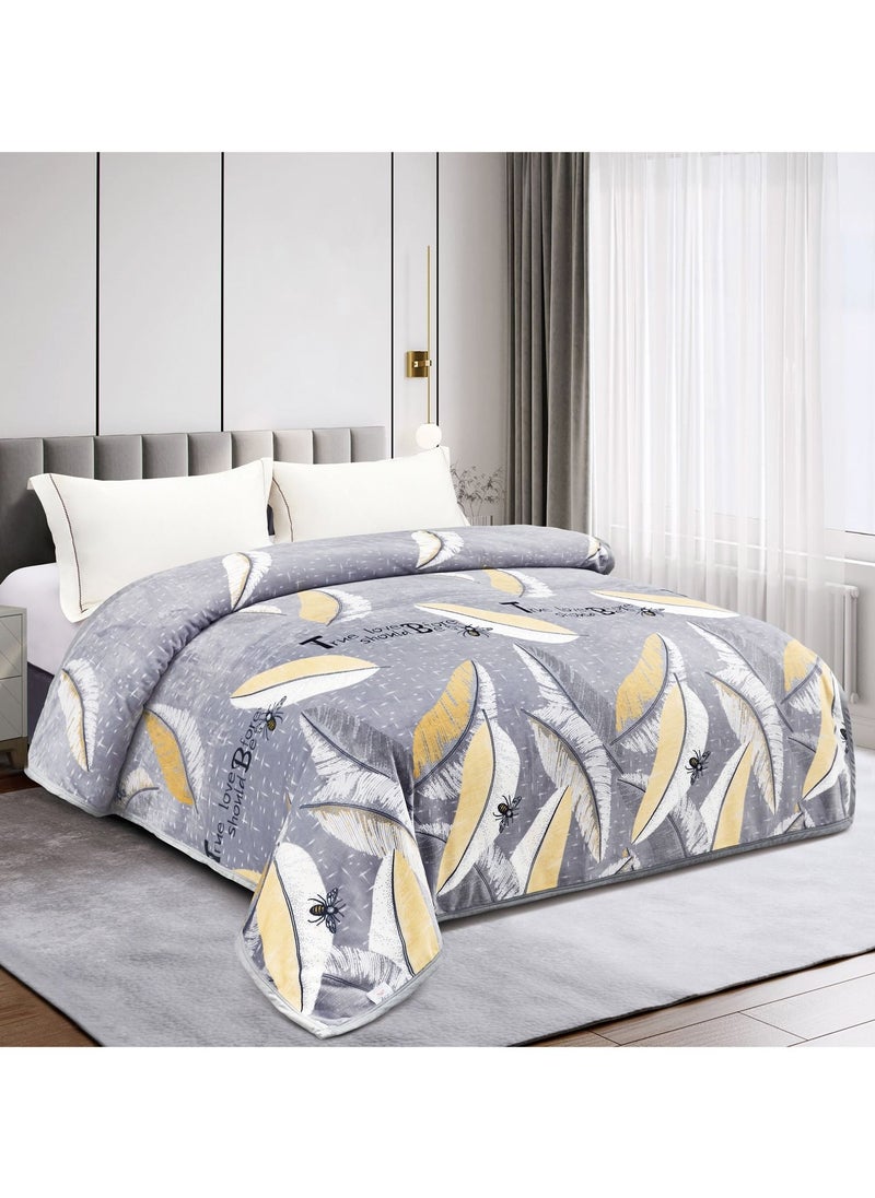 Ming Li - Throw Blanket Floral Printed 1.5kg Super Soft Flannel Weighted Bed Blanket for Bedding Sofa and Travel King Size 220X240cm Multi color - Image 1