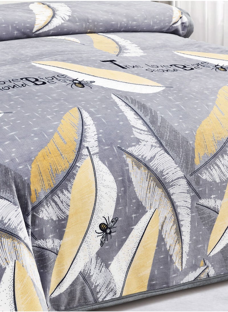 Ming Li - Throw Blanket Floral Printed 1.5kg Super Soft Flannel Weighted Bed Blanket for Bedding Sofa and Travel King Size 220X240cm Multi color - Image 1
