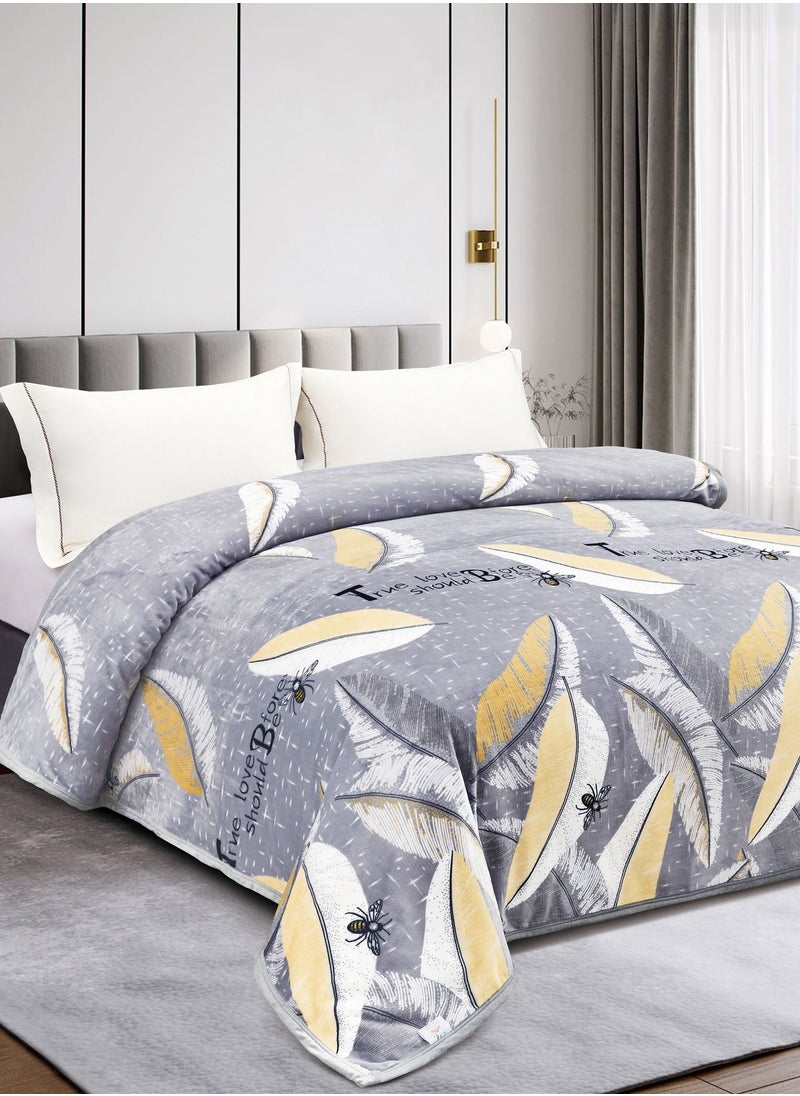 Ming Li - Throw Blanket Floral Printed 1.5kg Super Soft Flannel Weighted Bed Blanket for Bedding Sofa and Travel King Size 220X240cm Multi color - Image 1
