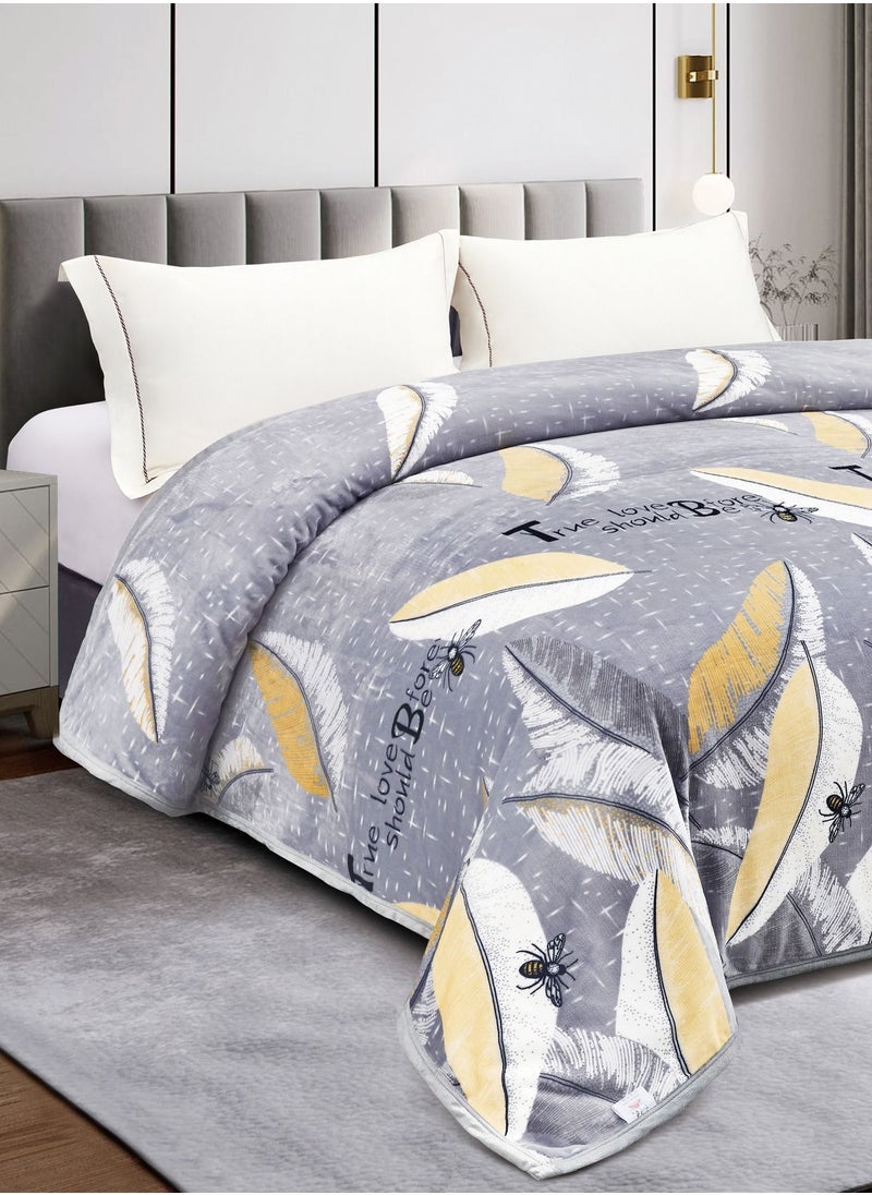 Ming Li - Throw Blanket Floral Printed 1.5kg Super Soft Flannel Weighted Bed Blanket for Bedding Sofa and Travel King Size 220X240cm Multi color - Image 1