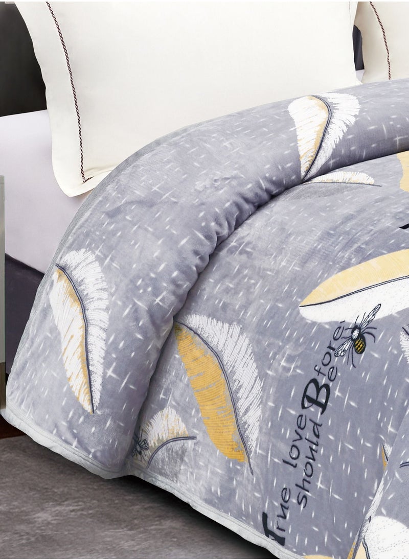 Ming Li - Throw Blanket Floral Printed 1.5kg Super Soft Flannel Weighted Bed Blanket for Bedding Sofa and Travel King Size 220X240cm Multi color - Image 1