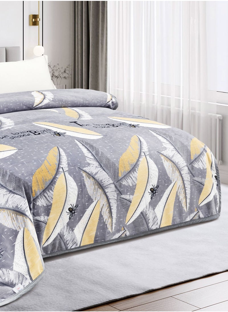 Ming Li - Throw Blanket Floral Printed 1.5kg Super Soft Flannel Weighted Bed Blanket for Bedding Sofa and Travel King Size 220X240cm Multi color - Image 1