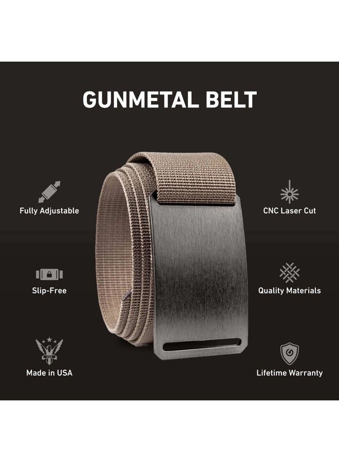 GRIP6 Men's Web Belt (38in Gunmetal w/Mocha Strap) - Image 2