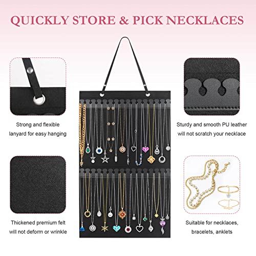 Caffox Hanging Necklaces Holder, Large Jewelry Organizer for Necklaces, Bracelets, and Ankles, Necklaces Display Storage Hanger for Wall, Closet and Door - Image 2