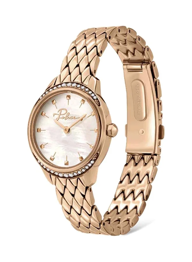 بوليس ساعة بوليس نسائية ستانلس ستيل بعقارب  - ذهبي ورديأبيض