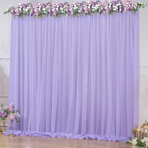 Filloxy 2pcs Backdrop Decoration Net Tulle Large Size, Nylon Made, Reusable, Soft, Wrinkled Free, 8 x 5 ft Each, Cabana Tent Party Decoration Items for Birthday, Anniversary (Lavender) - Image 1