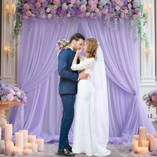 Filloxy 2pcs Backdrop Decoration Net Tulle Large Size, Nylon Made, Reusable, Soft, Wrinkled Free, 8 x 5 ft Each, Cabana Tent Party Decoration Items for Birthday, Anniversary (Lavender) - Image 5