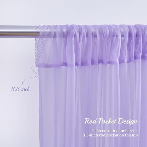Filloxy 2pcs Backdrop Decoration Net Tulle Large Size, Nylon Made, Reusable, Soft, Wrinkled Free, 8 x 5 ft Each, Cabana Tent Party Decoration Items for Birthday, Anniversary (Lavender) - Image 3
