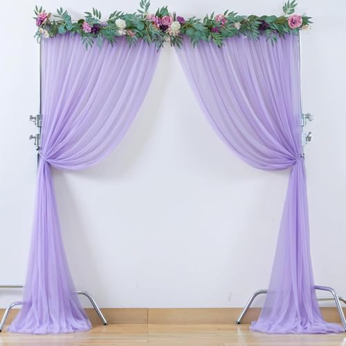 Filloxy 2pcs Backdrop Decoration Net Tulle Large Size, Nylon Made, Reusable, Soft, Wrinkled Free, 8 x 5 ft Each, Cabana Tent Party Decoration Items for Birthday, Anniversary (Lavender) - Image 4
