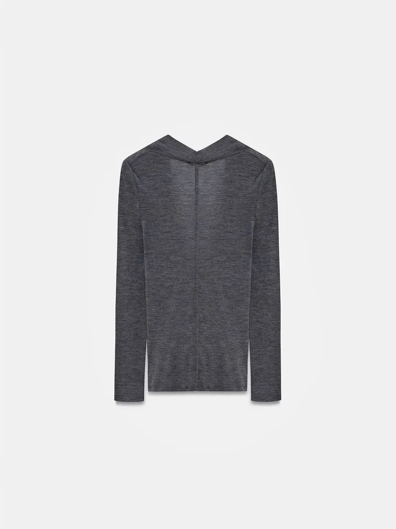 Dilvin Dilvin Slim-fit Wool Cowl Neck Blouse