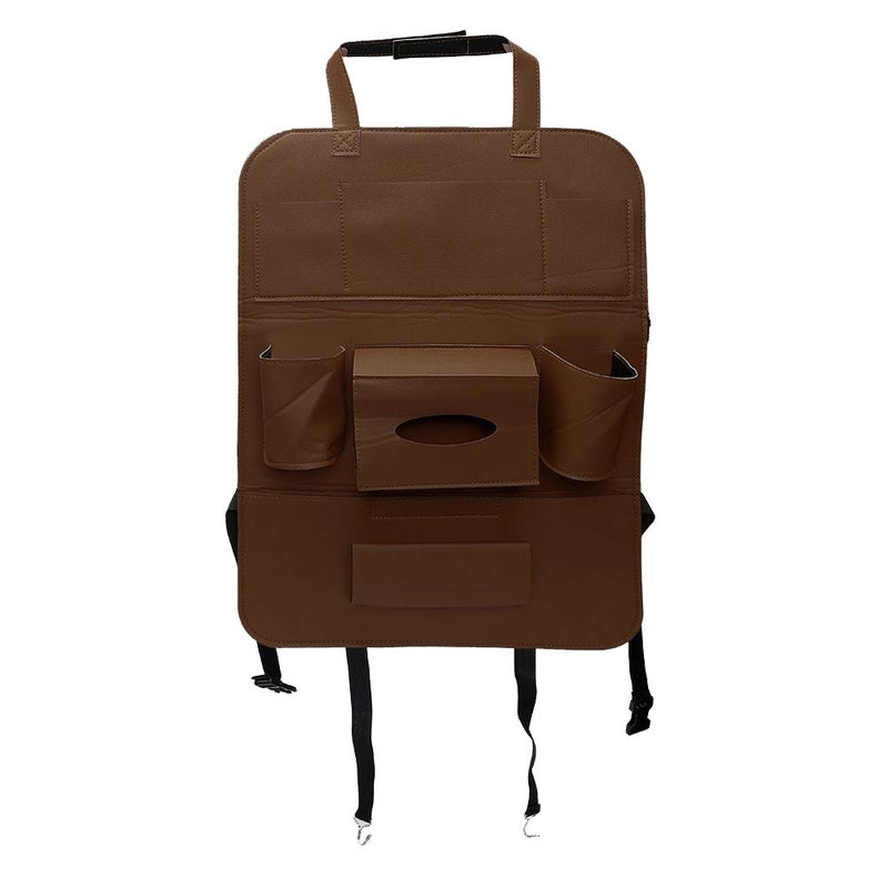 Oshotto Car Backseat Storage Organizer Phone Holder,Multi-Pocket for Bottles, Tissue Boxes,Kids Toy Storage and Great Travel Accessory Compatible with Toyota Liva (Brown) - Image 5