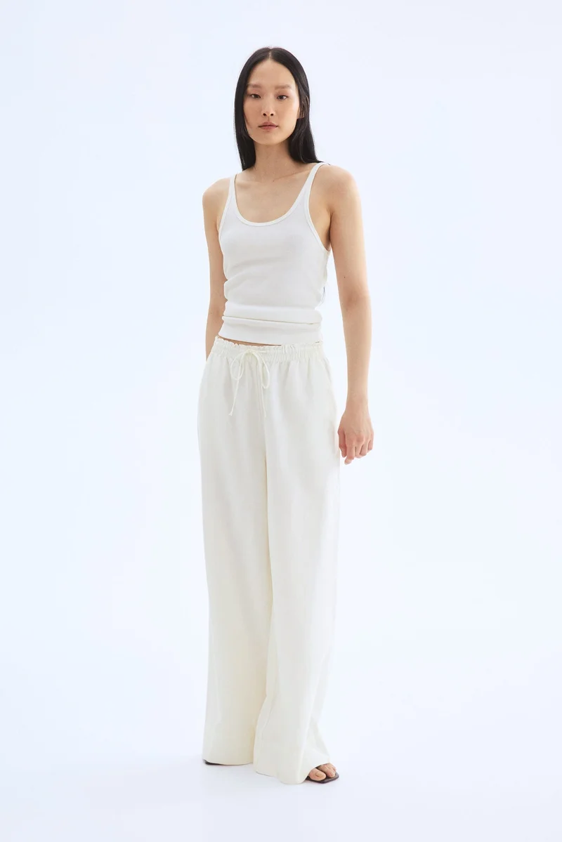 H&M Wide linen-blend trousers