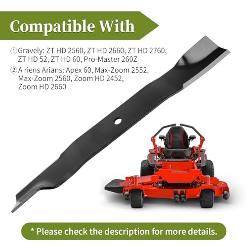 Bularie 09081200 High Lift Blades Fit for Gravely A riens 60" Mower Decks, 03253900 Blades Fit for Gravely Pro-Master 260Z, A riens Max-Zoom 2560 Zero Turn Mowers, Replace for 09246600 09246600CKT, 3 Pack - Image 5