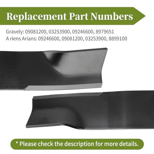 Bularie 09081200 High Lift Blades Fit for Gravely A riens 60" Mower Decks, 03253900 Blades Fit for Gravely Pro-Master 260Z, A riens Max-Zoom 2560 Zero Turn Mowers, Replace for 09246600 09246600CKT, 3 Pack - Image 2
