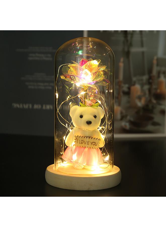 Bluejw Eternal Flower Glass Cover Simulation Rose Flower Ornaments Night Light Creative Christmas Valentine's Day Tanabata Festival Creative Gift - Image 1