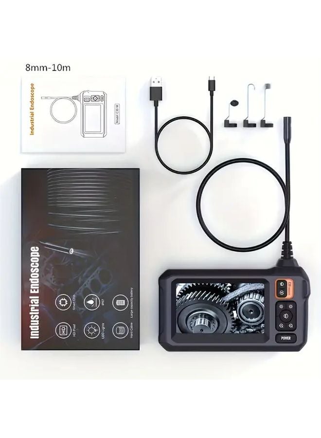 Industrial Endoscope 8mm 10m Hard Wire Semi Rigid Borescope With 4 3 Inch IPS Display For Auto Repair Plumbing Home Inspection - Image 1