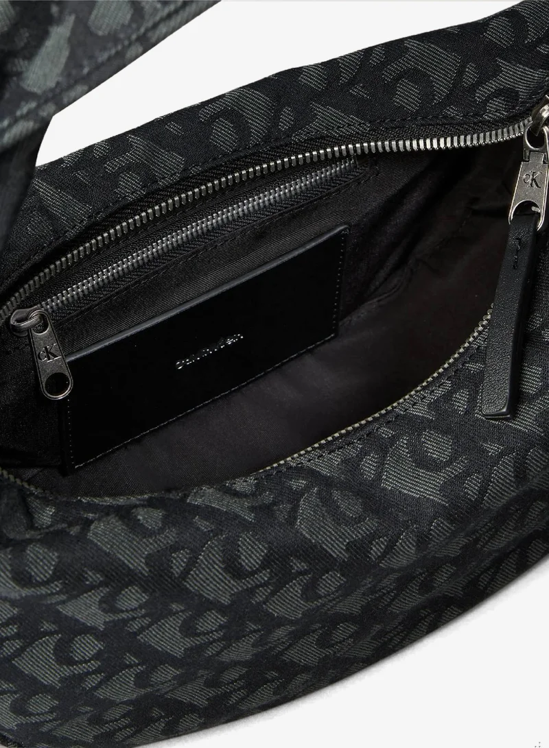 Calvin Klein Jeans Black Logo Jacquard Hobo Bag for Women | Best Price UAE