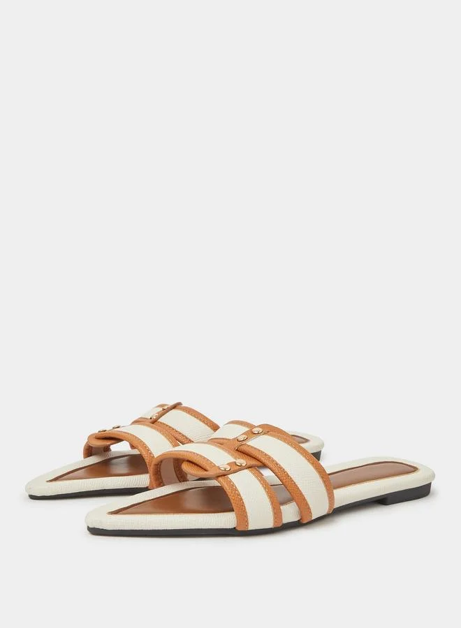 Take Two Brown Pointed Toe Color Block Sandals
