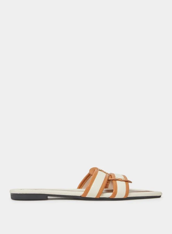 Take Two Brown Pointed Toe Color Block Sandals