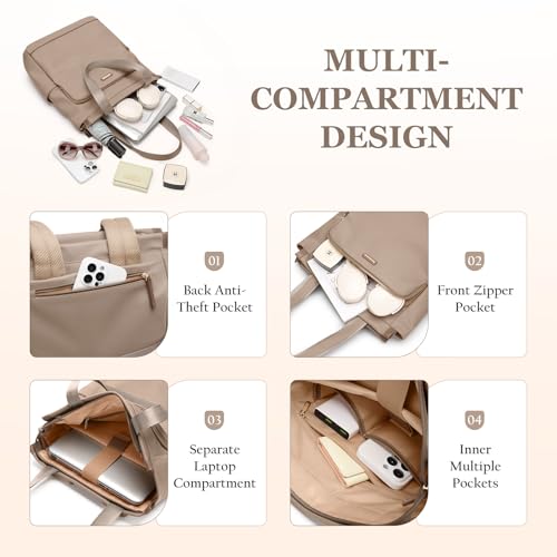 GOLF SUPAGS Convertible Laptop Backpack for Women Casual Daypack Notebook Tote Bag for Work College Travel Leisure (Champagne) - Image 3
