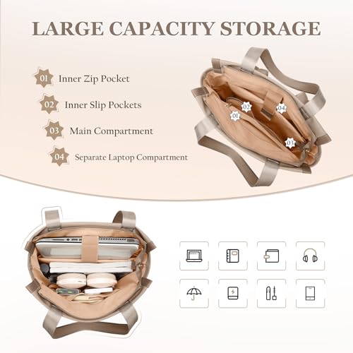 GOLF SUPAGS Convertible Laptop Backpack for Women Casual Daypack Notebook Tote Bag for Work College Travel Leisure (Champagne) - Image 2
