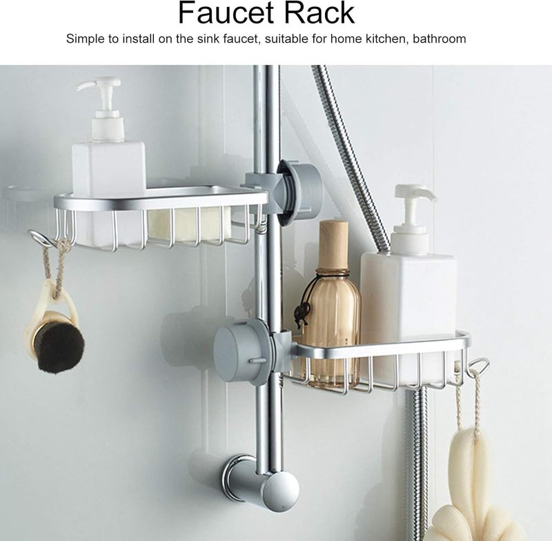 MAPPLE CREATION Bathroom NonPunching Storage Rack Space RustProof Bathroom Waterproof Storage Rack for Placing Shampoo Shower Gel Kitchen Storage Shelves Storage Shelves Silver - Image 5