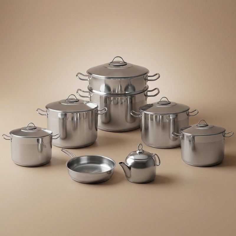 Pyramid Arbel Hashvir Stainless Steel Cookware Set, 14 Pieces - Silver - Image 1