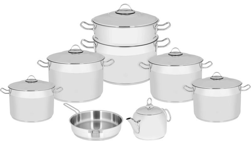 Pyramid Arbel Hashvir Stainless Steel Cookware Set, 14 Pieces - Silver - Image 3