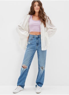Ruffle Puff Sleeve Button Down Top