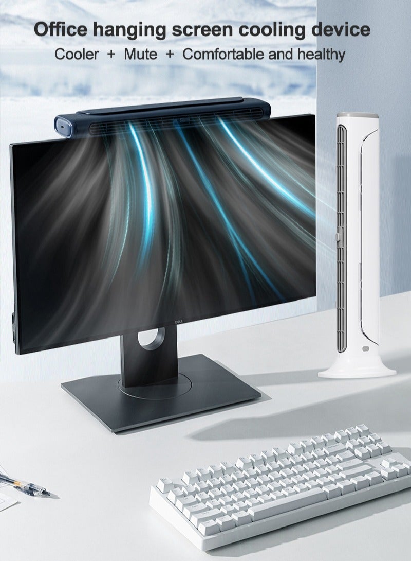ET-LIFE 3 Speeds Desktop Tower Fans, Screen Hanging Fan Cooling Fan Quiet Cooling, Portable Bladeless Fan for Bedroom Home Office Desktop WT-F60 White  - Image 4