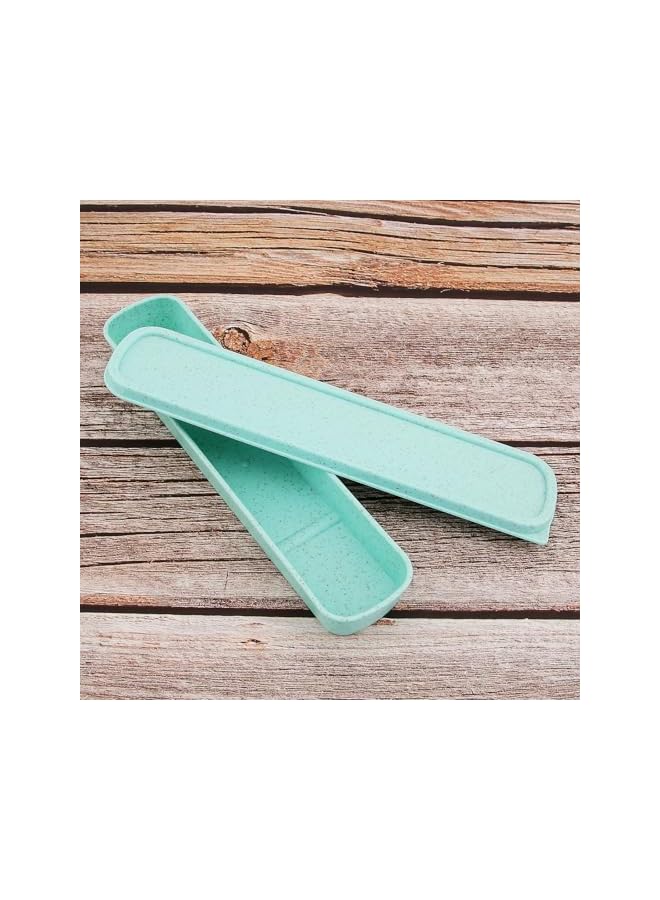 S-TOP 1pcs Portable Flatware Box Travel Tableware Storage Case Box, Utensil Case Flatware Storage Box for Cutlery Kit (Green) - Image 2