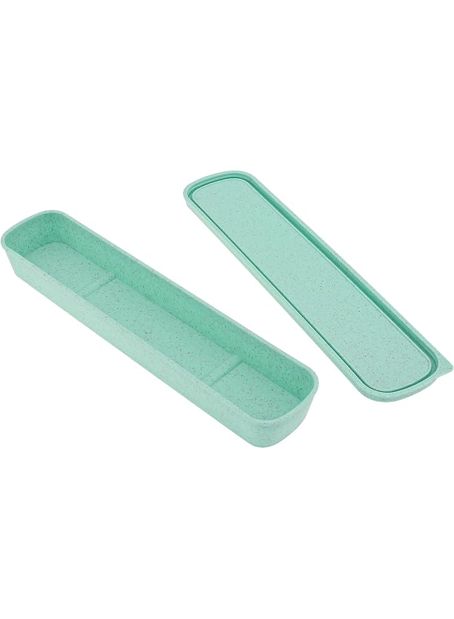 S-TOP 1pcs Portable Flatware Box Travel Tableware Storage Case Box, Utensil Case Flatware Storage Box for Cutlery Kit (Green) - Image 1