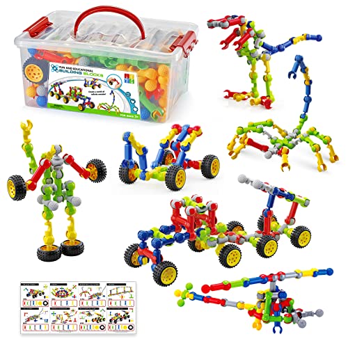 Caferria 170 Pcs Building Toys for Kids Ages 48 with Toy Box Storage Idea Guide Building Blocks STEM Toys for 3 4 5 6 7 8 9 Year Old Creative Kids Activity Christmas Birthday Gifts for Boys Girls - Image 1