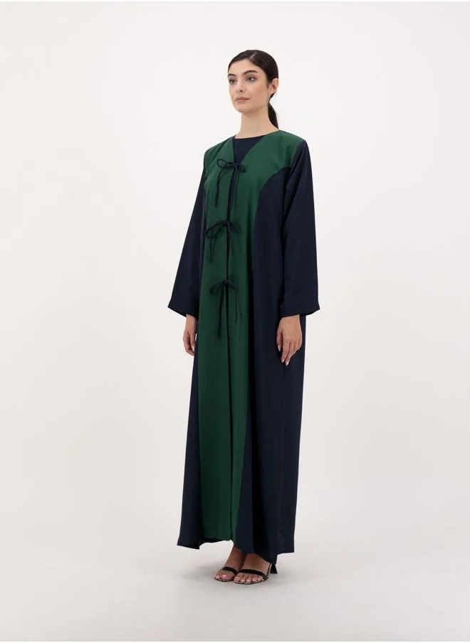 Meem by Mariyah Front open abaya with tie