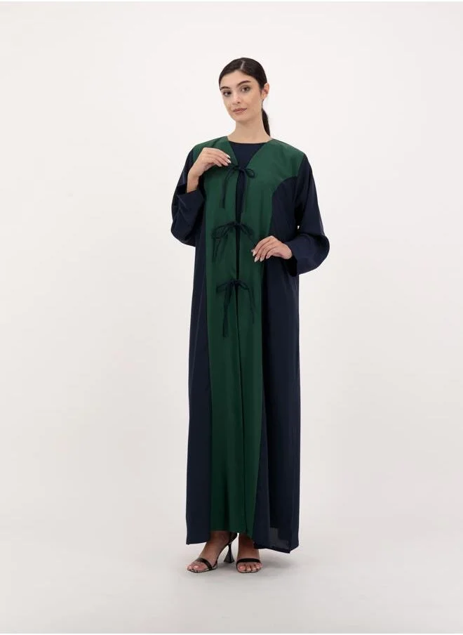 Meem by Mariyah Front open abaya with tie