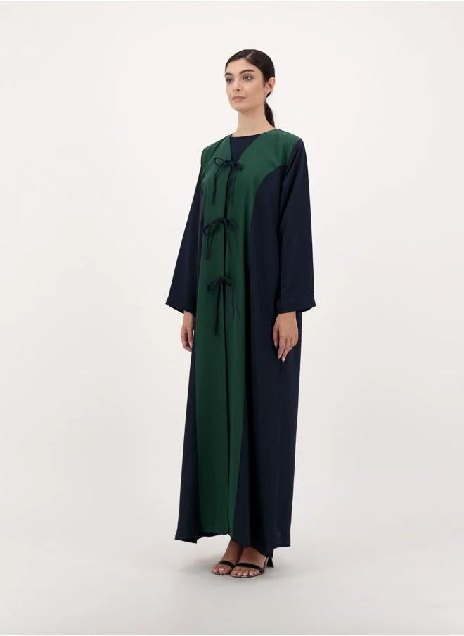 Meem by Mariyah Front open abaya with tie