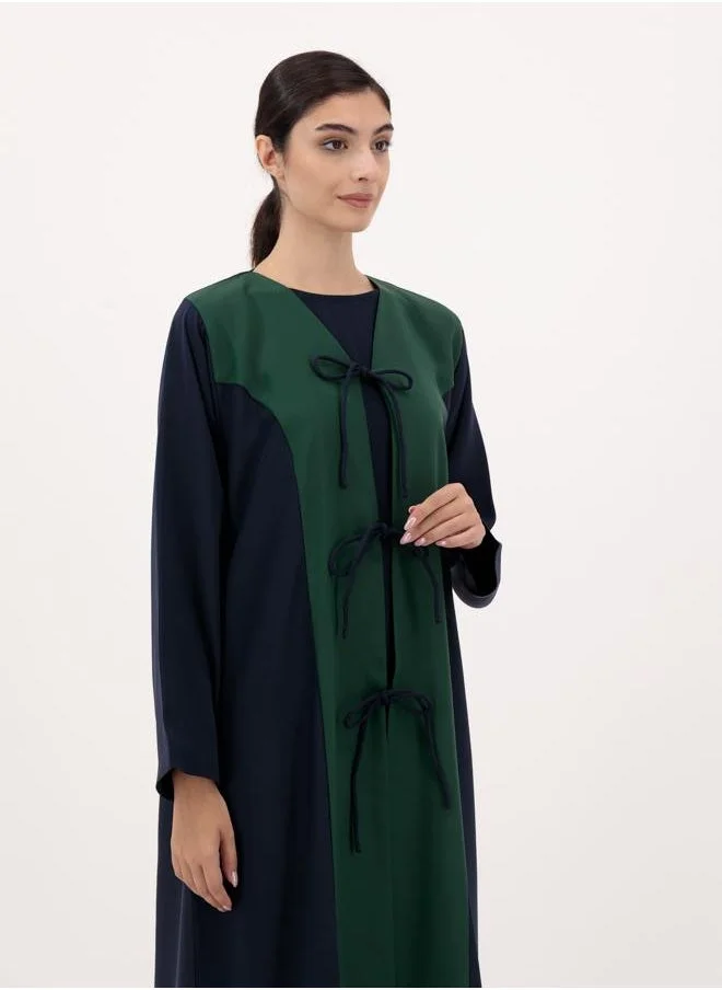 Meem by Mariyah Front open abaya with tie