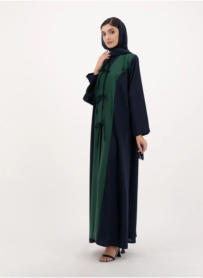 Meem by Mariyah Front open abaya with tie