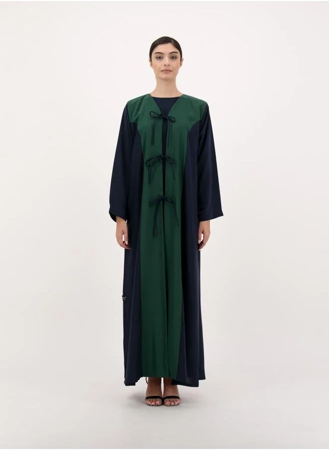 Meem by Mariyah Front open abaya with tie