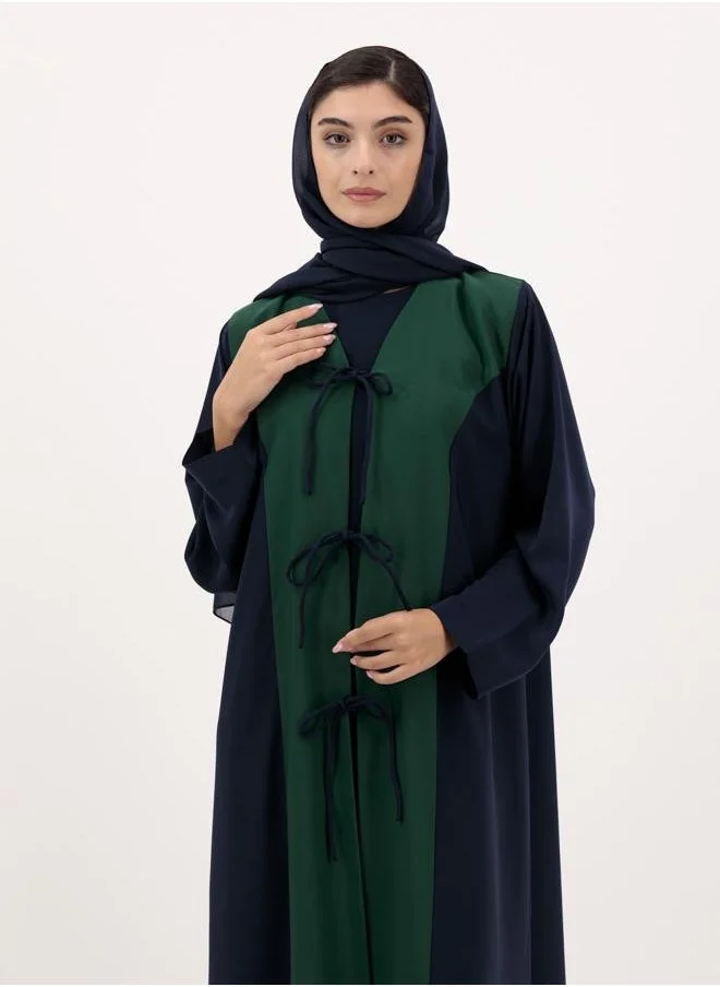 Meem by Mariyah Front open abaya with tie