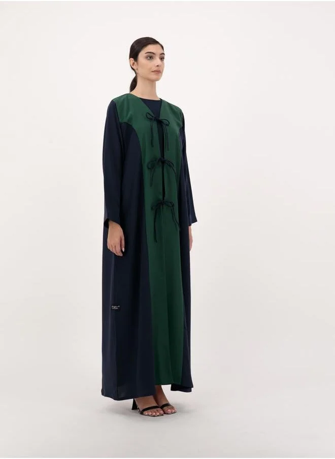 Meem by Mariyah Front open abaya with tie