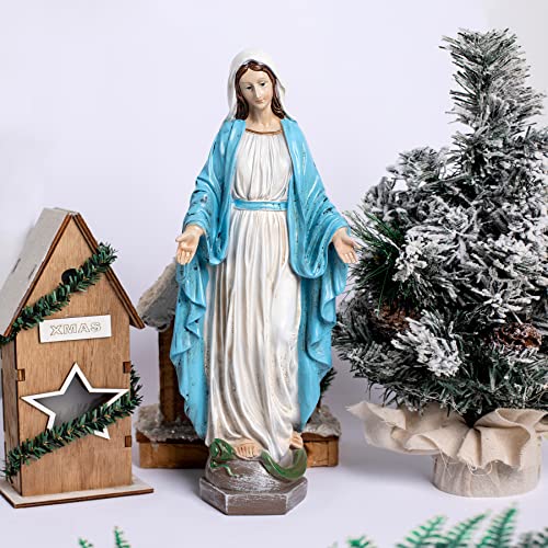 Floryden Our Lady of Grace Blessed Virgin Mother Mary Statue Catholic Religious 15.8 Inch Colored Resin Statue Figurine for Garden, Outdoor, Patio, Cemetery Grave Stone (Monther Mary) - Image 4