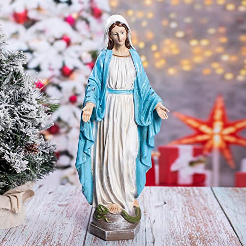 Floryden Our Lady of Grace Blessed Virgin Mother Mary Statue Catholic Religious 15.8 Inch Colored Resin Statue Figurine for Garden, Outdoor, Patio, Cemetery Grave Stone (Monther Mary) - Image 5